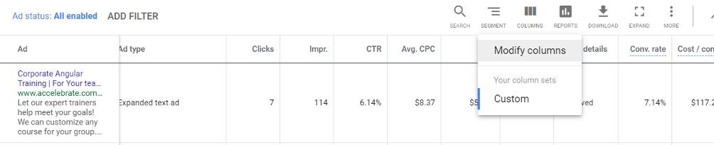 Google Ad conversion rates