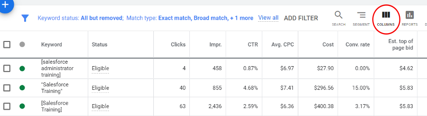 Show the Quality Score by modifying columns