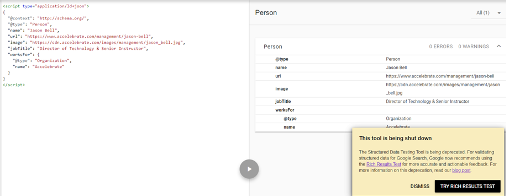 Structured Data Testing Tool