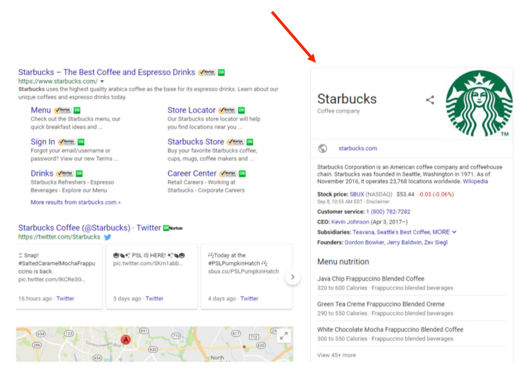 Starbucks Knowledge Graph Panel