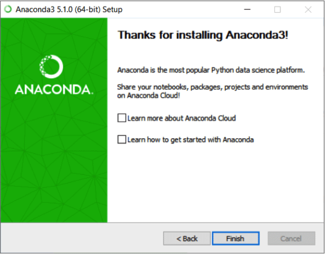 Thank you for installing Anaconda screen