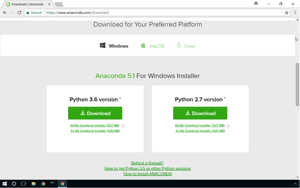 Anaconda Python download webpage
