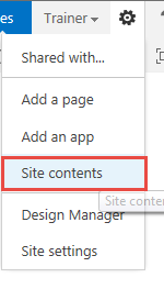 Choose Site Contents
