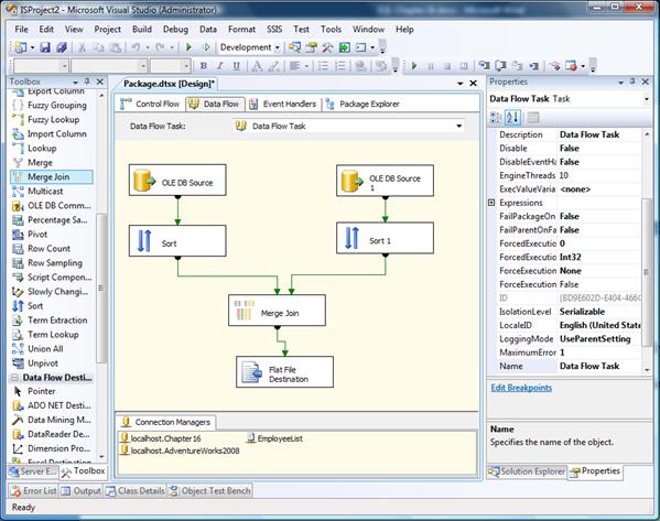 Figure 16-14: Data flows to merge two sources