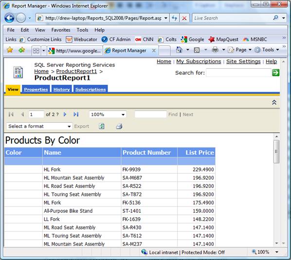 Figure 17-14: Report in Report Manager