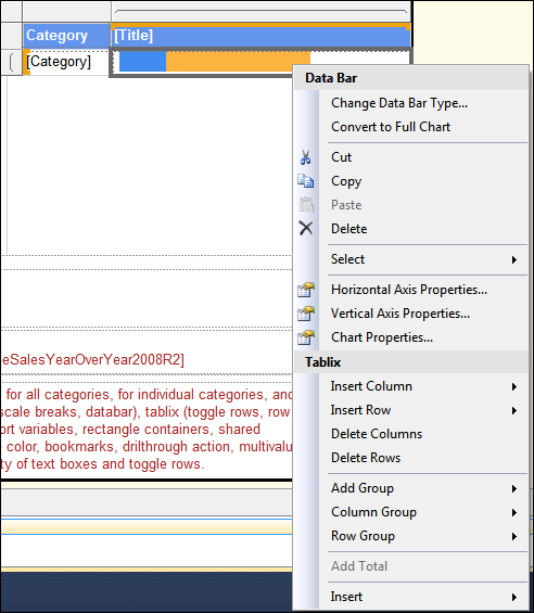 Figure 6: Data Bar Menu