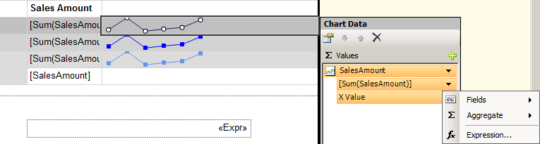 Figure 28: Changing the Sparkline Field Data