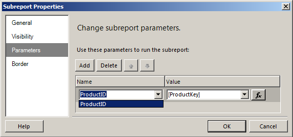 Figure 41: Subreport Properties