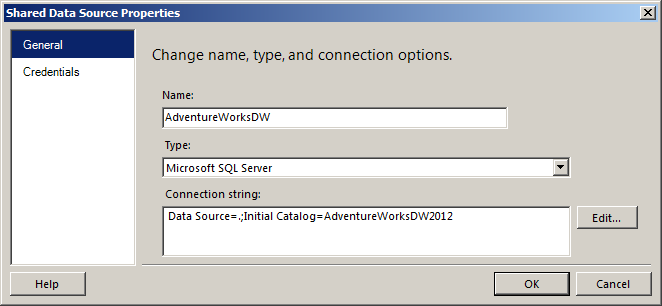 Figure 48: Shared Data Source Properties