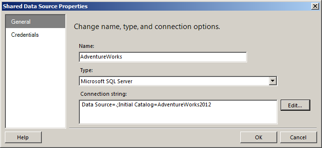 Figure 49: Shared Data Source Properties