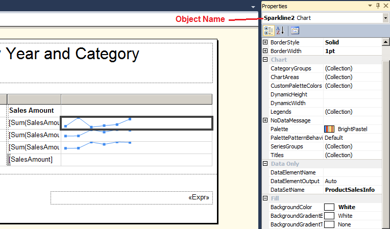 Figure 69: Sparkline Object Name